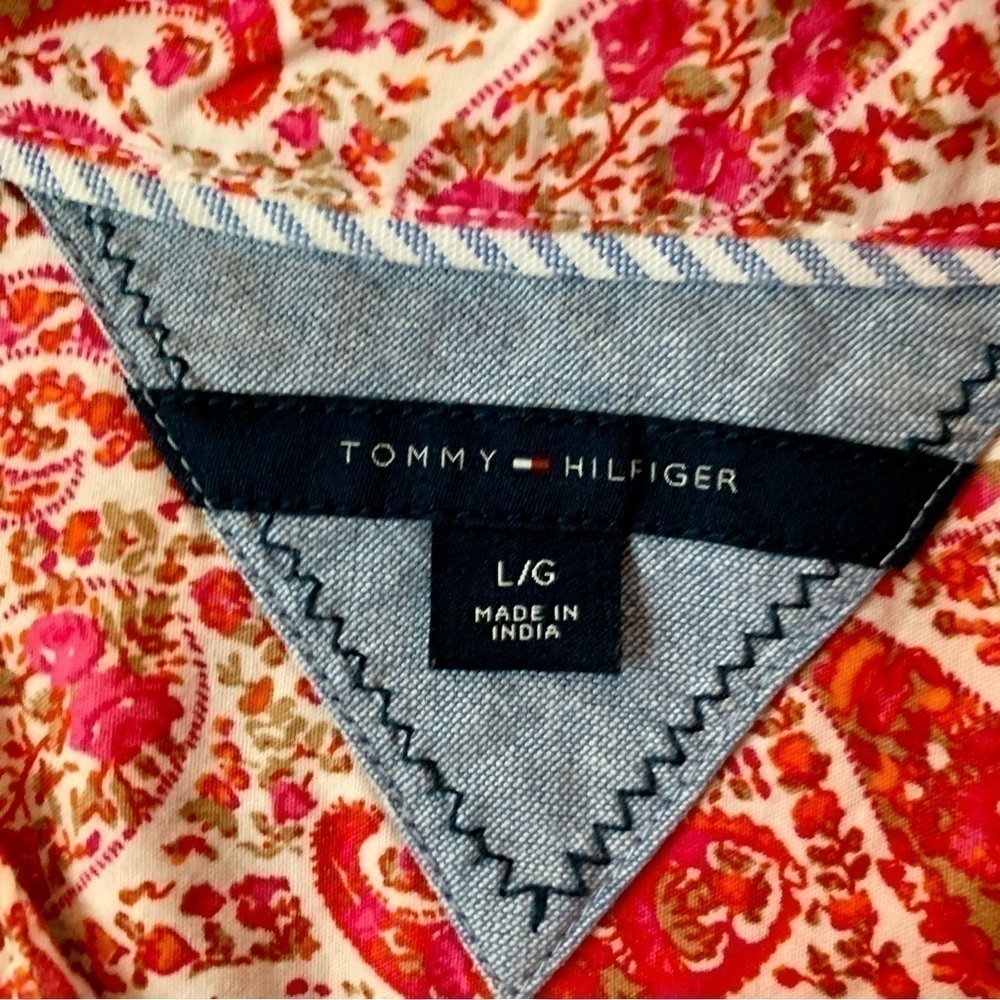 Tommy Hilfiger Hot Pink and Orange Paisley Button Down Shirt - Picture 3 of 5
